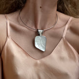 Sterling Silver Choker and Mother of Pearl Large Abstract Pendant Necklace
