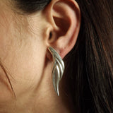 Sterling Silver Wing Feather Shaped Stud Earrings