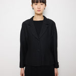 Loewe Blazer, Structured Black Blazer, Sculpted Waist Jacket, 25-inch Length Blazer, Size 42 Tailore