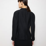 Loewe Blazer, Structured Black Blazer, Sculpted Waist Jacket, 25-inch Length Blazer, Size 42 Tailore