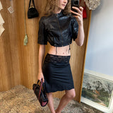 Peppercorn Leather Cropped Jacket