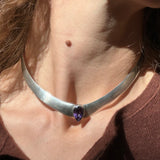 Sterling Silver Choker Necklace with Amethyst Stone