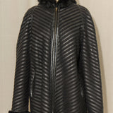 Reversible Shearling Coat Lambskin Striped Texture