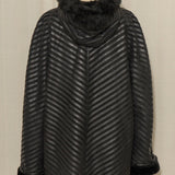 Reversible Shearling Coat Lambskin Striped Texture