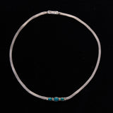 Sterling Silver Mesh Choker Necklace with Turquoise
