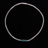 Sterling Silver Mesh Choker Necklace with Turquoise