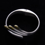 Three-Ray Silver Cuff Bracelet with Gold Tips