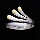 Three-Ray Silver Cuff Bracelet with Gold Tips