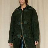 Versace Green Shearling Toggle Coat