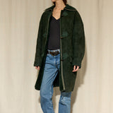 Versace Green Shearling Toggle Coat