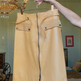 "Blue Deep" Tan Leather Tube Skirt