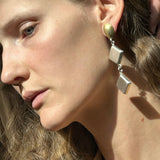 Sterling Silver Drop Earrings with Gold Wash Oval and Square Shapes