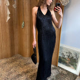 Full Length Beaded Gown in Black