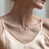 Sterling Silver Necklace with Pearl Pendant on Bar
