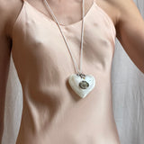 Mother of Pearl Heart Shaped Box Pendant on Cord