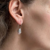 Sterling Silver Drop Ornate Filigree Pink Gemstone Earrings