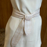 Lili Samii Silk Cream Belted Skirt Set