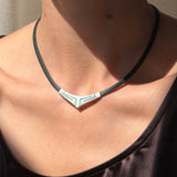 Sterling Silver V-Shaped Choker on Cord, Taxco