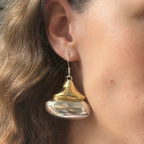Sterling Silver Two Tone Large Puffy Earrings