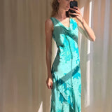 Teal Blue Silk Bias Cut Gown