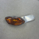 Mosin Sterling Amber Swoosh Brooch