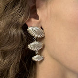 Sterling Silver Multi Shell Dangle Clip On Earrings