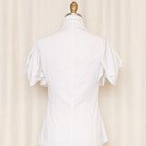 Alexander McQueen Ruched-Detailed Short-Sleeve Poplin Button Up