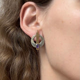 PTP Sterling Silver and Gold Filled Modernist Stud Errings with Purple Stone