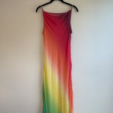 Silk Colorblock Beaded Gown