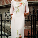 Vintage Hand Embroidered Peach Dress