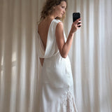 BCBG White Silk Blend Open Back Dress