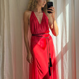 VS Red Silk Nightgown with Mesh Detailing