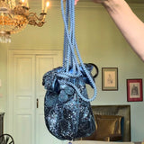 Vintage Navy Crossbody Beaded Pouch with Tassel