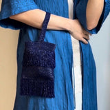 Vintage Fully Beaded Royal Blue Bag