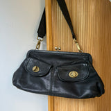 Miu Miu Black Leather Kiss-lock Shoulder Bag