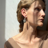 Sterling Silver Large Earrings with Mother Of Pearl Inlay