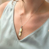Sterling Silver Necklace with Double Layered Mother of Pearl Pendant