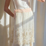 Antique Lace and Silk Wrap Skirt