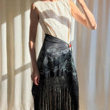 Mary McFadden Black Shawl with Fringe Details