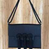 Black Satin Purse with Multi Tassel