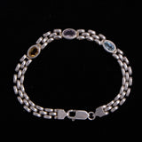 Sterling Silver Three-Stone Link Bracelet