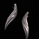 Sterling Silver Wing Feather Shaped Stud Earrings
