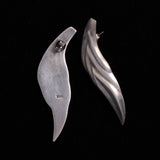 Sterling Silver Wing Feather Shaped Stud Earrings