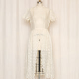 Vintage 50s Floral Embroidery Cotton Dress