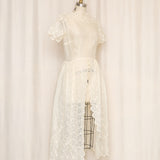 Vintage 50s Floral Embroidery Cotton Dress