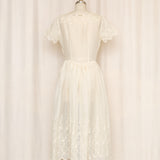 Vintage 50s Floral Embroidery Cotton Dress