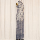 Grey Sheer Beaded Gown