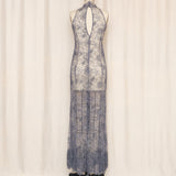 Grey Sheer Beaded Gown