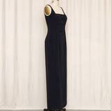 Black Beaded Dress with Corset Effect