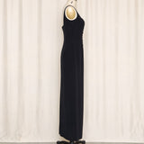 Black Beaded Dress with Corset Effect